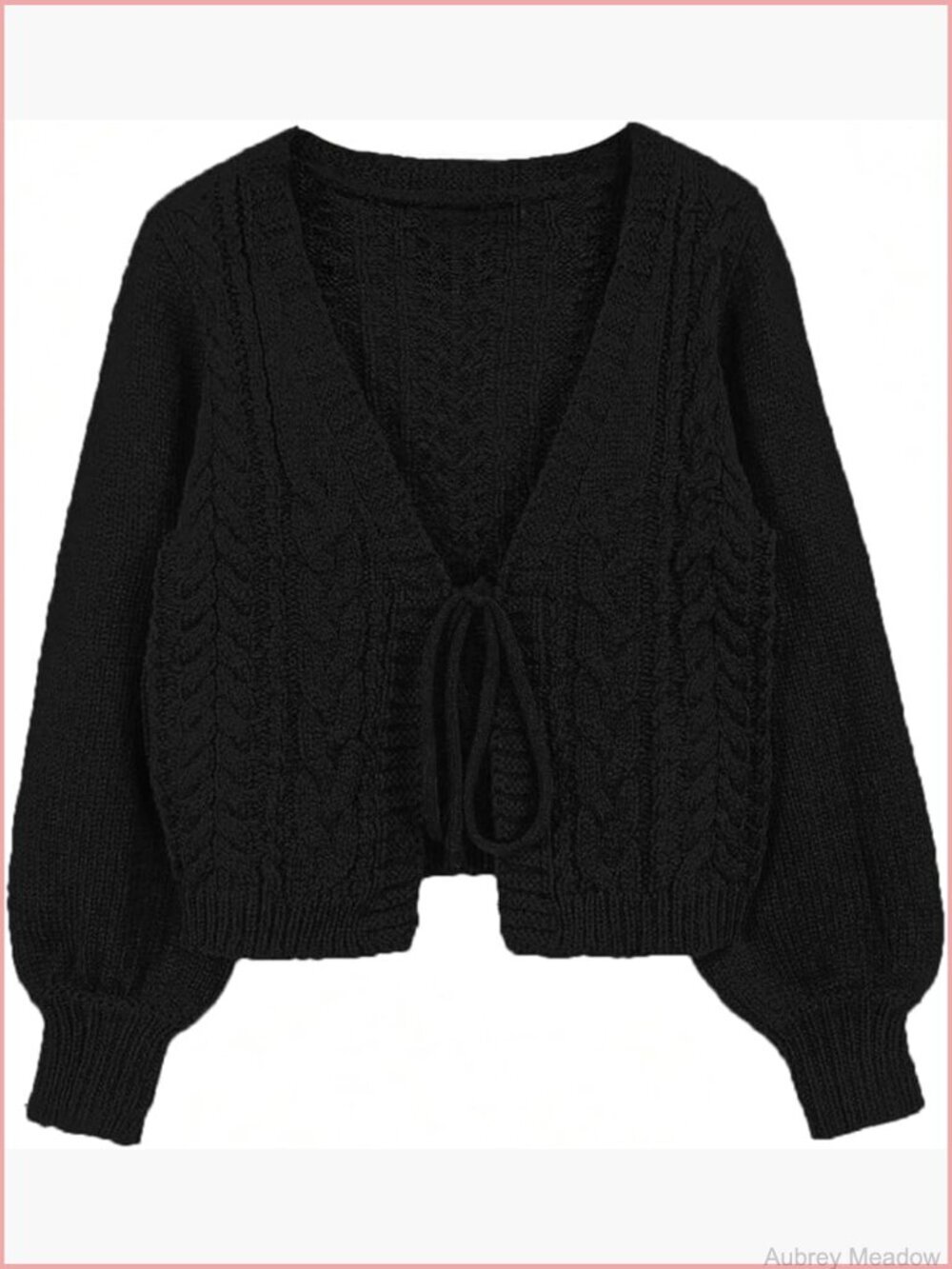 Cropped Tie Front Lightweight Cable Knit Cardigan Long Sleeve Shrug Sweater